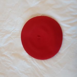 Red wool beret hat